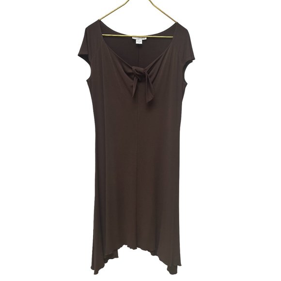 Bianca Nygard Brown Scoop Neck with Ties Cap Sleeves Dress Women's Size Medium - Picture 1 of 10